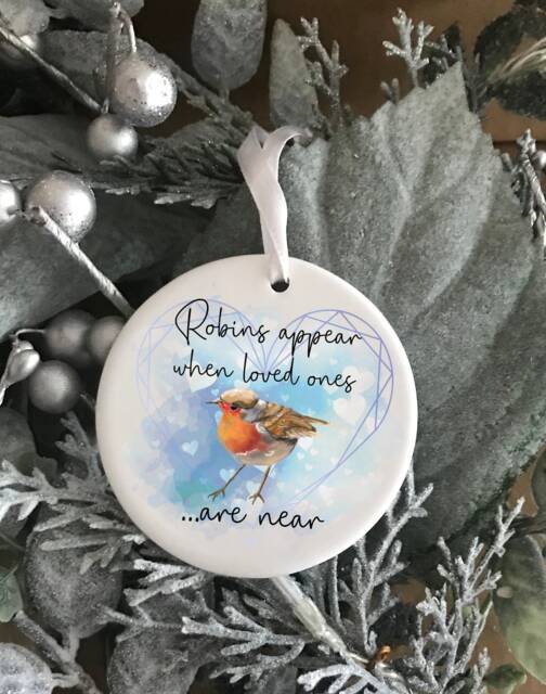 Robin Memorial Christmas Ornament, Loved Ones Near, Mdf Tree Decoration - image 1