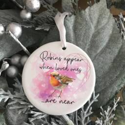 Robin Memorial Christmas Ornament, Loved Ones Near, Mdf Tree Decoration - thumbnail 2