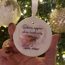 Robin Memorial Christmas Ornament, Loved Ones Near, Mdf Tree Decoration - thumbnail 3