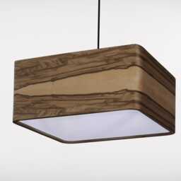 Red Gum Veneer Pendant Lamp, Modern Square Light, Handmade Lighting - thumbnail 2