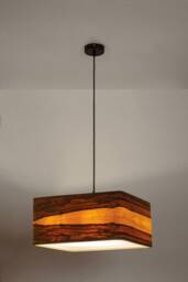 Red Gum Veneer Pendant Lamp, Modern Square Light, Handmade Lighting