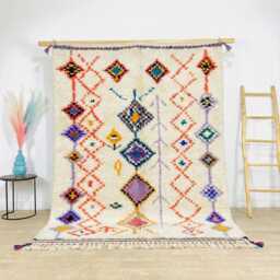 Handmade Moroccan Azilal Rug - Colorful Berber Wool Shag Large Area For Nursery Unique Diamond Boho Decor