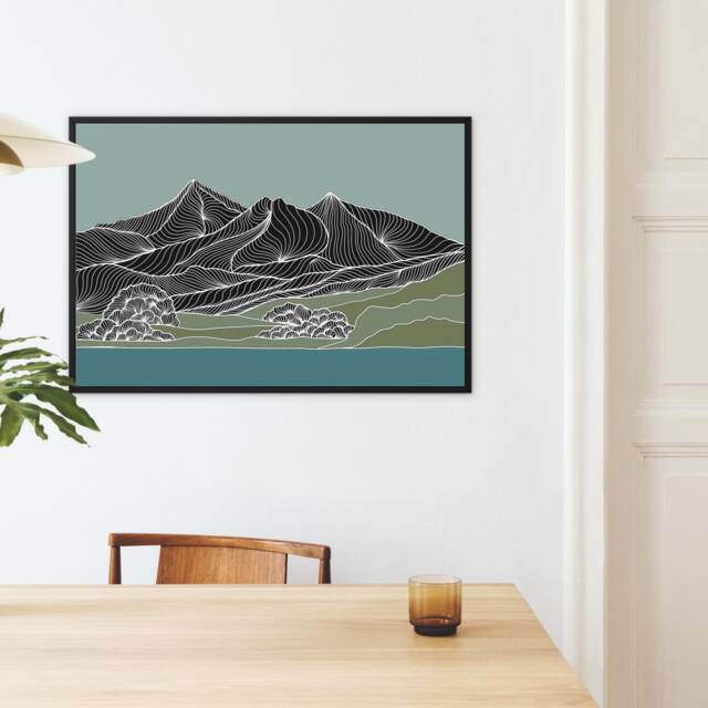 Eryri, Snowdonia Line Art Canvas Print Welsh Mountain Landscape By Lisa Reeve - image 1