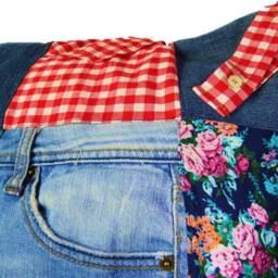 Denim Cushion & Shirt Patchwork - Handmade Unique Jeans Denim Upcycle Recycle Reuse Durable Decorative - thumbnail 2