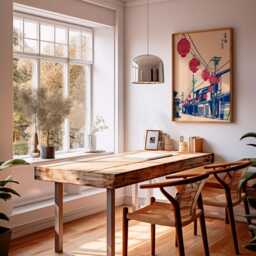 Japanese Lantern Wall Art Poster Minimal Kyoto Street Nature Print Red Blue Neutral Decor For Living Room Bedroom, Woodblock Style - thumbnail 3