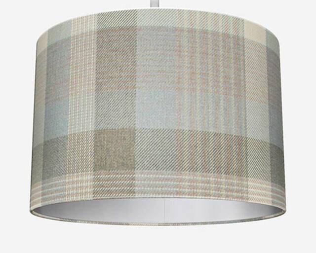 Handmade Tartan Lampshade, Cloud Grey Beige Plaid, UK Made - image 1