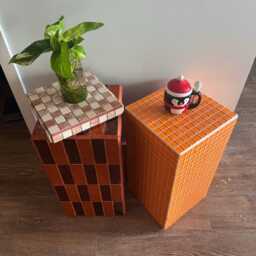 Tiled Side Table, Multiple Colours Available, Indoor/Outdoor Stone Table - thumbnail 2