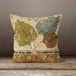 Autumn Pillow Cover/Dry Leaves Throw Cover/Pumpkins Cushion Cover/Wreath Pumpkin Pillowcase/Flower White Green - thumbnail 3
