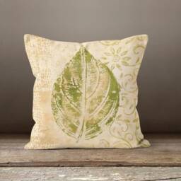 Autumn Pillow Cover/Dry Leaves Throw Cover/Pumpkins Cushion Cover/Wreath Pumpkin Pillowcase/Flower White Green - thumbnail 2