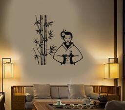 Geisha Vinyl Wall Decal Japan Bamboo Oriental Bedroom Guaranteed Quality Japanese Style Stickers Mural - #2082Di - thumbnail 1