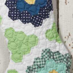 Vintage Hand-Stitched Quilt Christmas Stocking Grandma's Garden Flowers - thumbnail 2