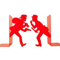 Pair Of Large Metal Bookends Gendarme & Thief - thumbnail 2