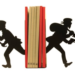 Pair Of Large Metal Bookends Gendarme & Thief - thumbnail 3