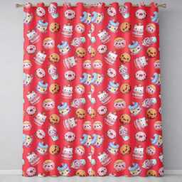 Kawaii Donut Cake Cupcake Sweet Dessert Seamless Pattern Coral Red Readymade Eyelet Ring Top Thermal 100% Blackout Curtains - thumbnail 2