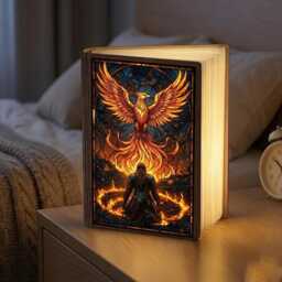 Aelin Fireheart Book Lamp, Throne Of Glass Light, Sarah J Maas Fantasy Wooden Night Bookshelf Gift - thumbnail 2
