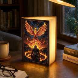 Aelin Fireheart Book Lamp, Throne Of Glass Light, Sarah J Maas Fantasy Wooden Night Bookshelf Gift - thumbnail 1