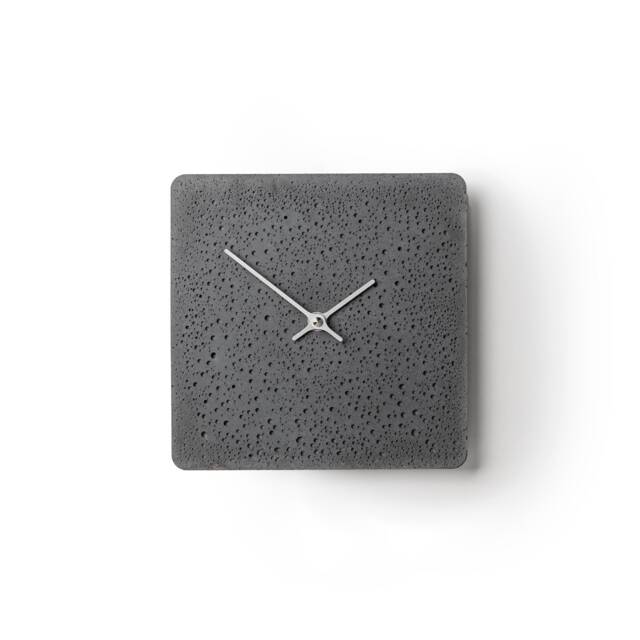 Small Square Wall Clock Sl200205 - Concrete Clock, Slate With Silver Hands - image 1