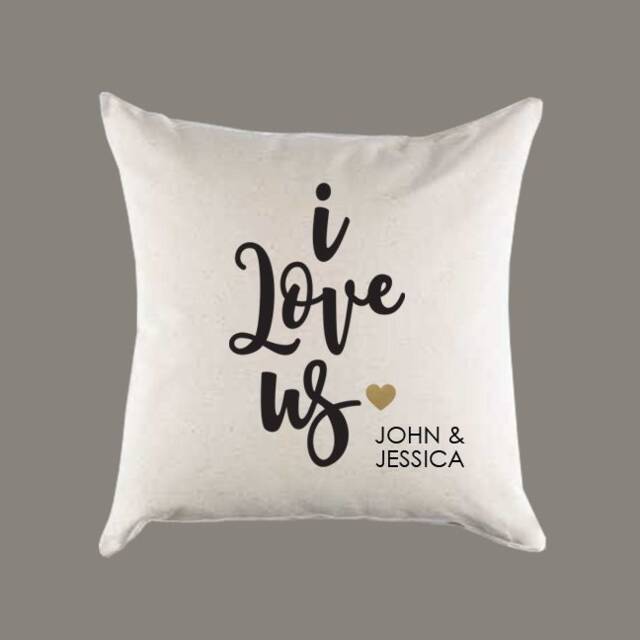 I Love Us Names Personalized Canvas Pillow Or Cover - Throw Home Decor -Gift - image 1