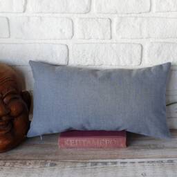 Color Block Lumbar Pillow Cover Camel Faux Leather & Linen - thumbnail 3