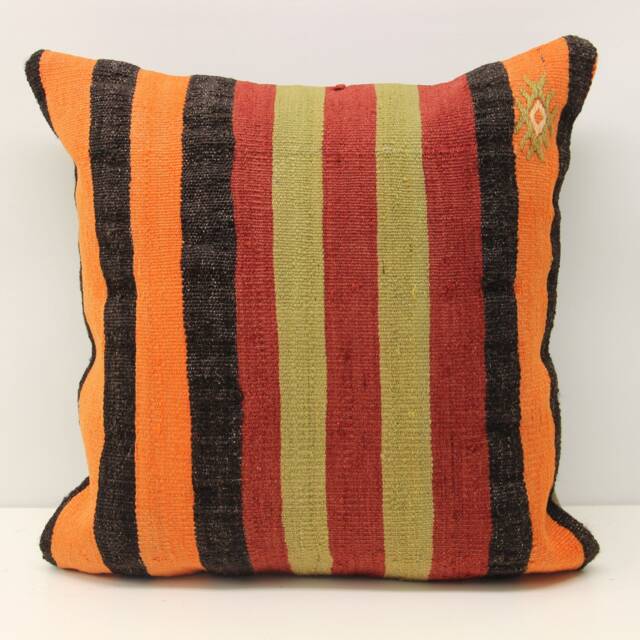 Handmade Kilim Pillow Cover 18x18, Wool Cotton Blend - image 1
