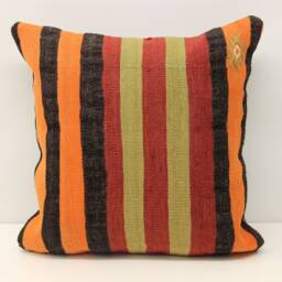 Handmade Kilim Pillow Cover 18x18, Wool Cotton Blend - thumbnail 1