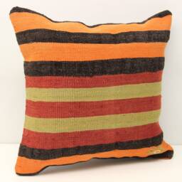 Handmade Kilim Pillow Cover 18x18, Wool Cotton Blend - thumbnail 2