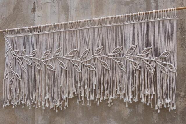 Macrame Leaf Large Wall Hanging, Boho Bedroom Decor, Kitchen Curtain - image 1