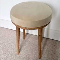 Round Oak & Velvet Dressing Table Stool Upholstered in A Luxury Fabric - thumbnail 2
