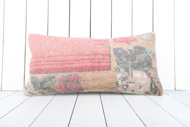 Kilim Lumbar Pillow Cover - 12x24 Inch Vintage Turkish Home Decor - image 1