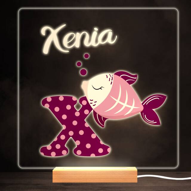 Animal Alphabet Letter X Colourful Square Personalised Gift Led Lamp Night Light - Bedroom - image 1