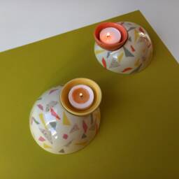 Terrazzo Porcelain Candle Holder, Modern Tea Light Holder - thumbnail 2