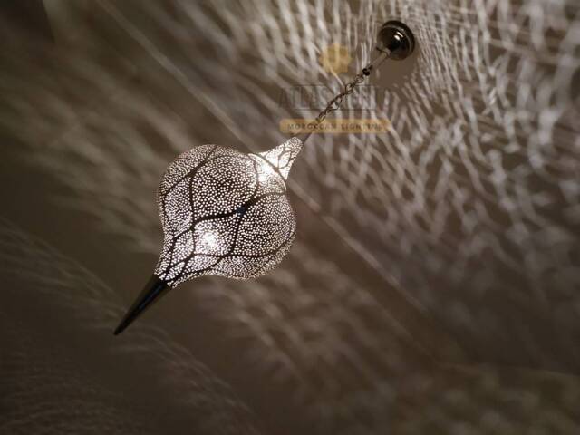 Handmade Engraved Brass Moroccan Pendant Light - Soltana Ceiling Lamp - image 1