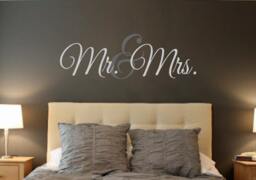 Mr. & Mrs. - Large-Vinyl Wall Decal - Quotes - Decals-Words For The Monogram Personalized Wedding Gift Bedroom Decor - thumbnail 1