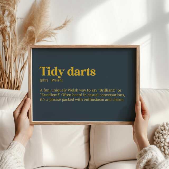 Tidy Darts Welsh Saying Print - Funny Quote Wall Art Positive Expression Decor Unique Gift For Home D??cor - image 1