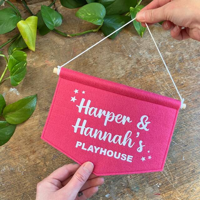 Personalised Banner - Pick Your Own Words/Phrase Felt Sign Custom Colour Name Flag Kid's Bed Room Playroom Nursery Decor - image 1