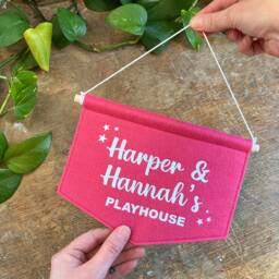 Personalised Banner - Pick Your Own Words/Phrase Felt Sign Custom Colour Name Flag Kid's Bed Room Playroom Nursery Decor - thumbnail 1