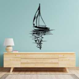 Sailboat Metal Wall Art, Coastal Nautical Decor For Living Room, Minimalist Ocean Scene Gift - thumbnail 3