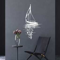 Sailboat Metal Wall Art, Coastal Nautical Decor For Living Room, Minimalist Ocean Scene Gift - thumbnail 2