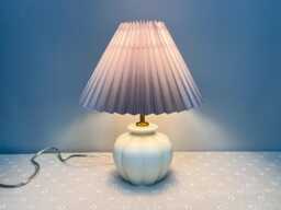 Handmade Ceramic Table Lamp With Grey Pleated Shade - thumbnail 1