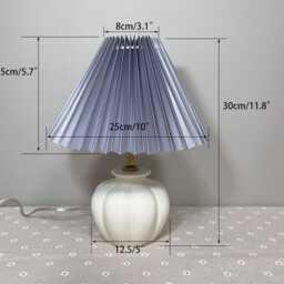 Handmade Ceramic Table Lamp With Grey Pleated Shade - thumbnail 3