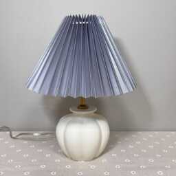 Handmade Ceramic Table Lamp With Grey Pleated Shade - thumbnail 2