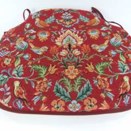 William Red Tapestry - William Morris Design Large Spindle Back Tie-On Seat Pads Dining/Patio/Garden/Kitchen - thumbnail 2