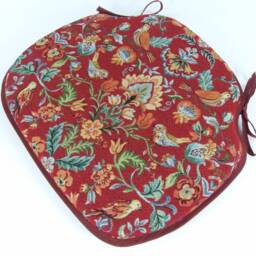 William Red Tapestry - William Morris Design Large Spindle Back Tie-On Seat Pads Dining/Patio/Garden/Kitchen - thumbnail 3