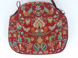 William Red Tapestry - William Morris Design Large Spindle Back Tie-On Seat Pads Dining/Patio/Garden/Kitchen - thumbnail 1