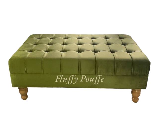 Traditional Footstool Coffee Table Pouffe Bench Chesterfield Luxury French Velvet - image 1