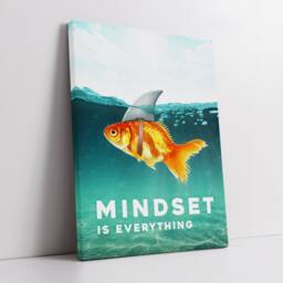 Mindset Is Everything Fish Shark Fin Motivational Inspirational, Framed Canvas Wall Art Poster Print, Home Office & Room Decor, Gift Idea - thumbnail 3