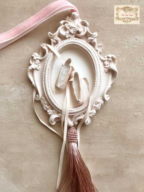 Ornate Baroque Ballerina Hanging Decoration With Velvet Ribbon , Pointe Shoes , Ballet Lover Gift Dance Teacher Christmas Tree Decor - image 1