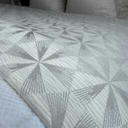 King/Queen Twin Bed Runner Throw Scarf Geometric Pattern Bedroom Decor - Subtle Soft Grey Ivory , Designer Braxton Mist Fabric - thumbnail 2