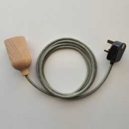Plug in Pendant Light - Natural Wood Hanging Fabric Cable Cord & Modern E27 Wooden Lamp Holder Unique Reading, Ambient Mood Lighting - thumbnail 2