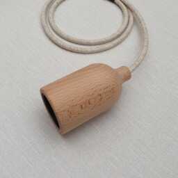 Plug in Pendant Light - Natural Wood Hanging Fabric Cable Wall Cord & Modern E27 Wooden Lamp Holder, Unique Reading, Ambient Mood Lighting - thumbnail 4